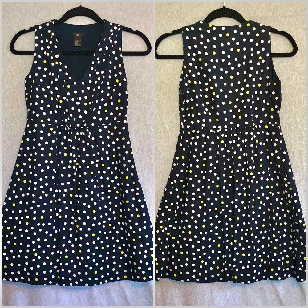 Ann Taylor navy polka dot dress